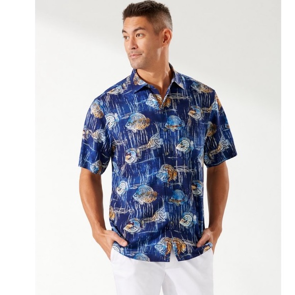 Tommy Bahama Veracruz Cay Lush Escape Camp Shirt - Black